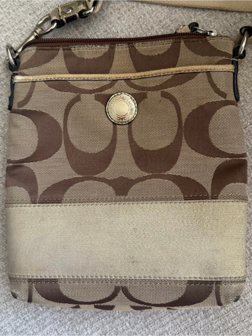 Coach Brown Signature Canvas Messenger Crossbody